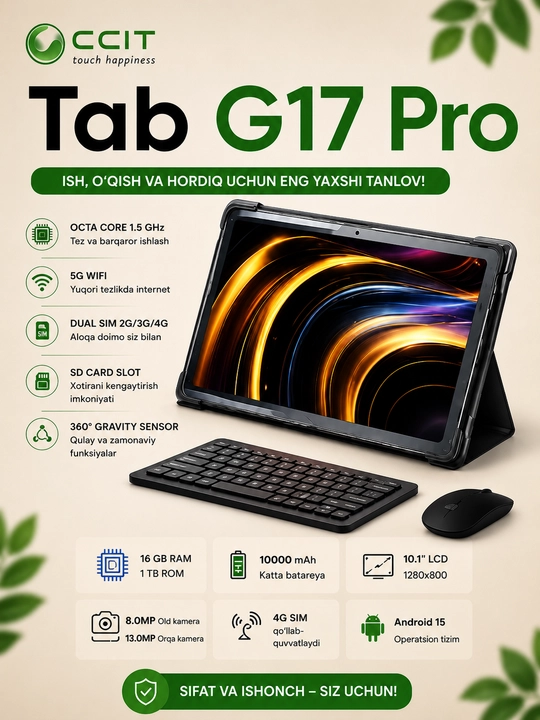 CCIT, Tab G17 Pro, ish, o'qish va hordiq uchun eng yaxshi tanlov