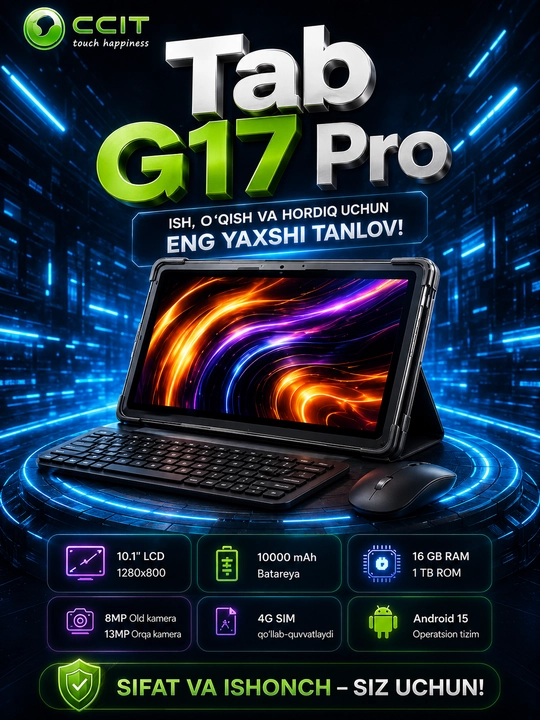 CCIT, Tab G17 Pro, ish, o'qish va hordiq uchun eng yaxshi tanlov