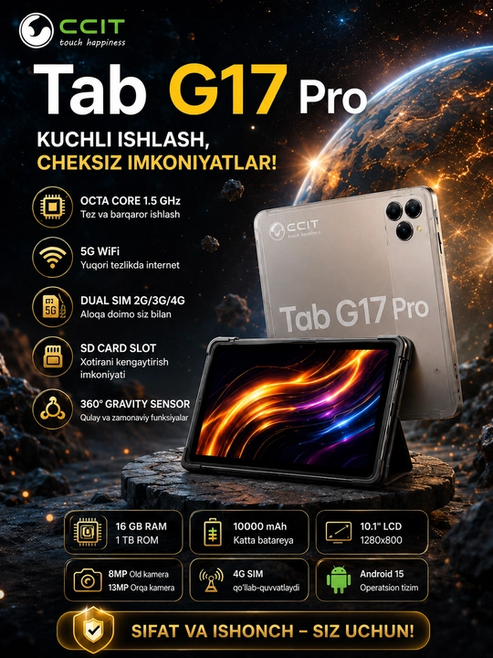 CCIT, Tab G17 Pro, ish, o'qish va hordiq uchun eng yaxshi tanlov