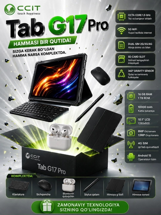CCIT, Tab G17 Pro, ish, o'qish va hordiq uchun eng yaxshi tanlov - 