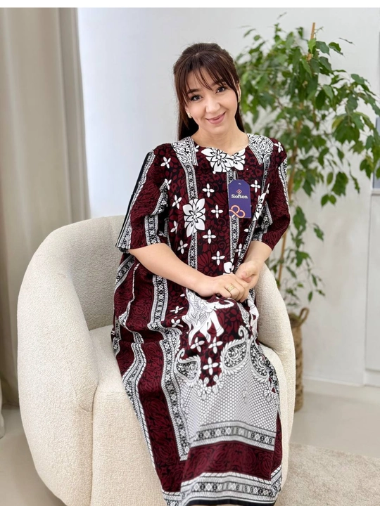 Ayollar uchun uy ko‘ylagi shtapel mato, yozgi katta o‘lcham 50 52 54 56 58 60