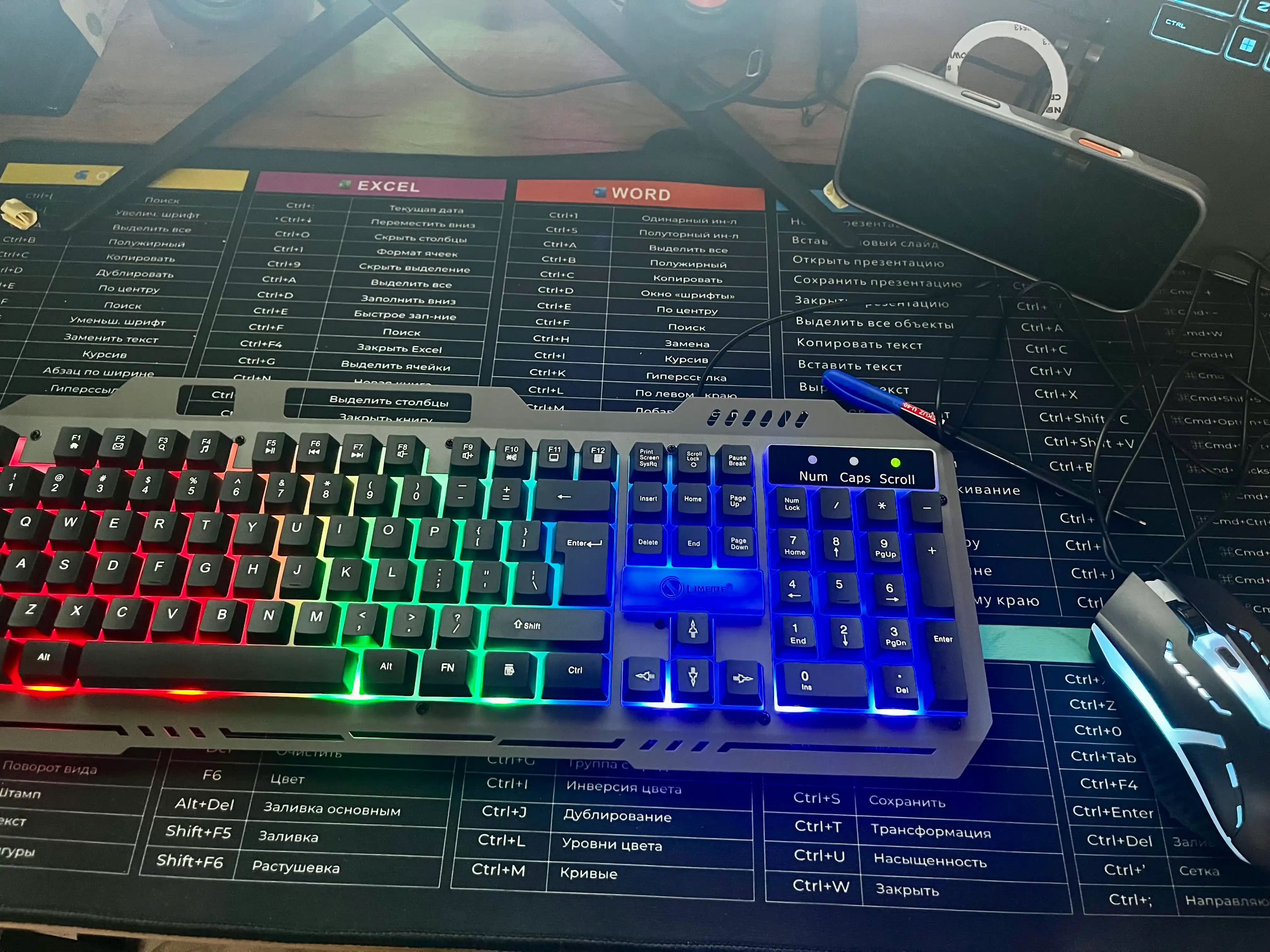 RGB klaviatura, simli, simsiz, mexanik variantlar, klaviatura + sichqoncha to‘plami