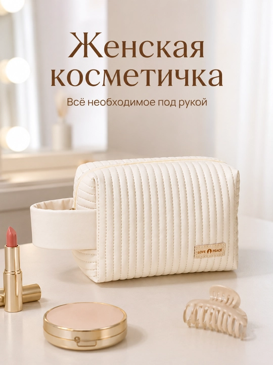 Ayollar kosmetichkasi kichik FORRIS HOME eko-charm, qavilgan, dastakli, yo'l uchun