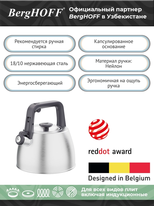 Чайник со свистком Anthracite 2,20 л