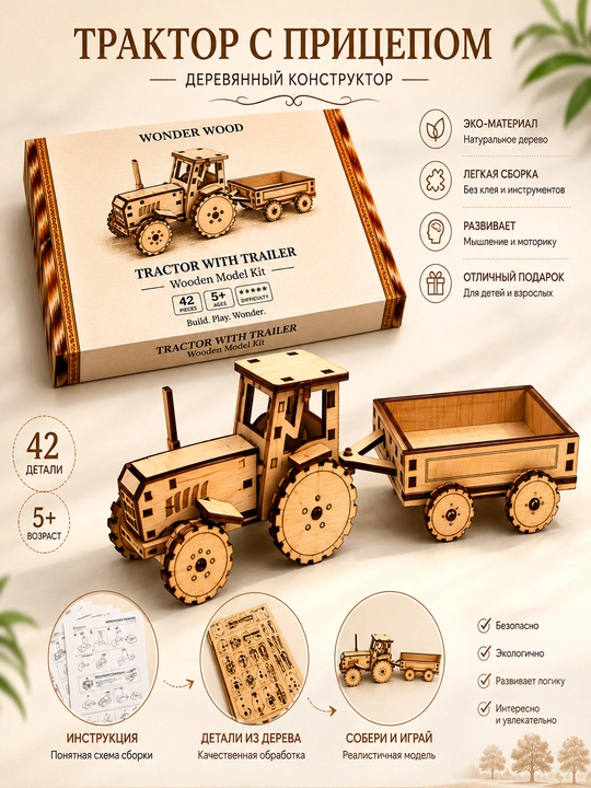 Yog'och konstruktor Traktor - 