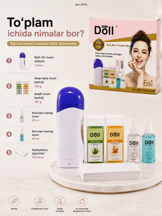 Набор для депиляции Roll-On Wax Kit, воскоплав, картриджи и лосьоны