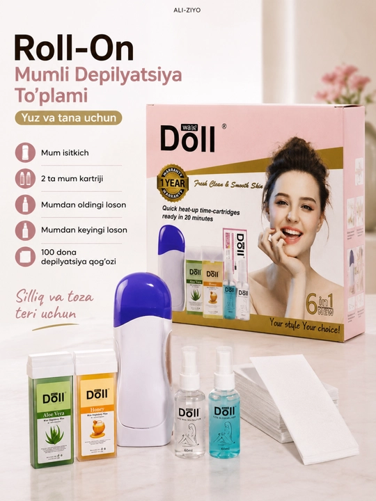 Набор для депиляции Roll-On Wax Kit, воскоплав, картриджи и лосьоны
