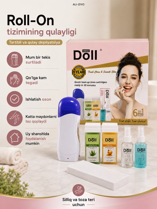Набор для депиляции Roll-On Wax Kit, воскоплав, картриджи и лосьоны