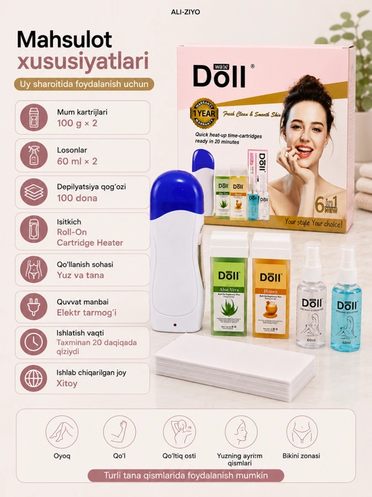 Набор для депиляции Roll-On Wax Kit, воскоплав, картриджи и лосьоны