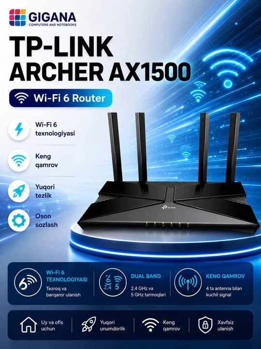 Wi-Fi 6 avlod routeri TP-Link Archer AX1500 - 