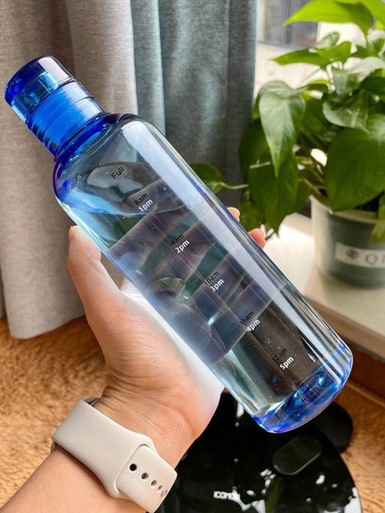Suv uchun bantikli shaffof shisha 500 ml vaqt shkalasi bilan sport shishasi