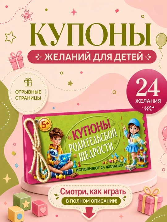 Книжка желаний. Купоны родительской щедрости. Купоны желаний. Игра для детей с инструкцией - 