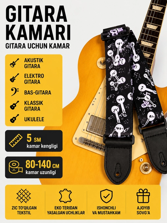 Gitara va ukulele uchun kamar Premium sozlanadigan - 
