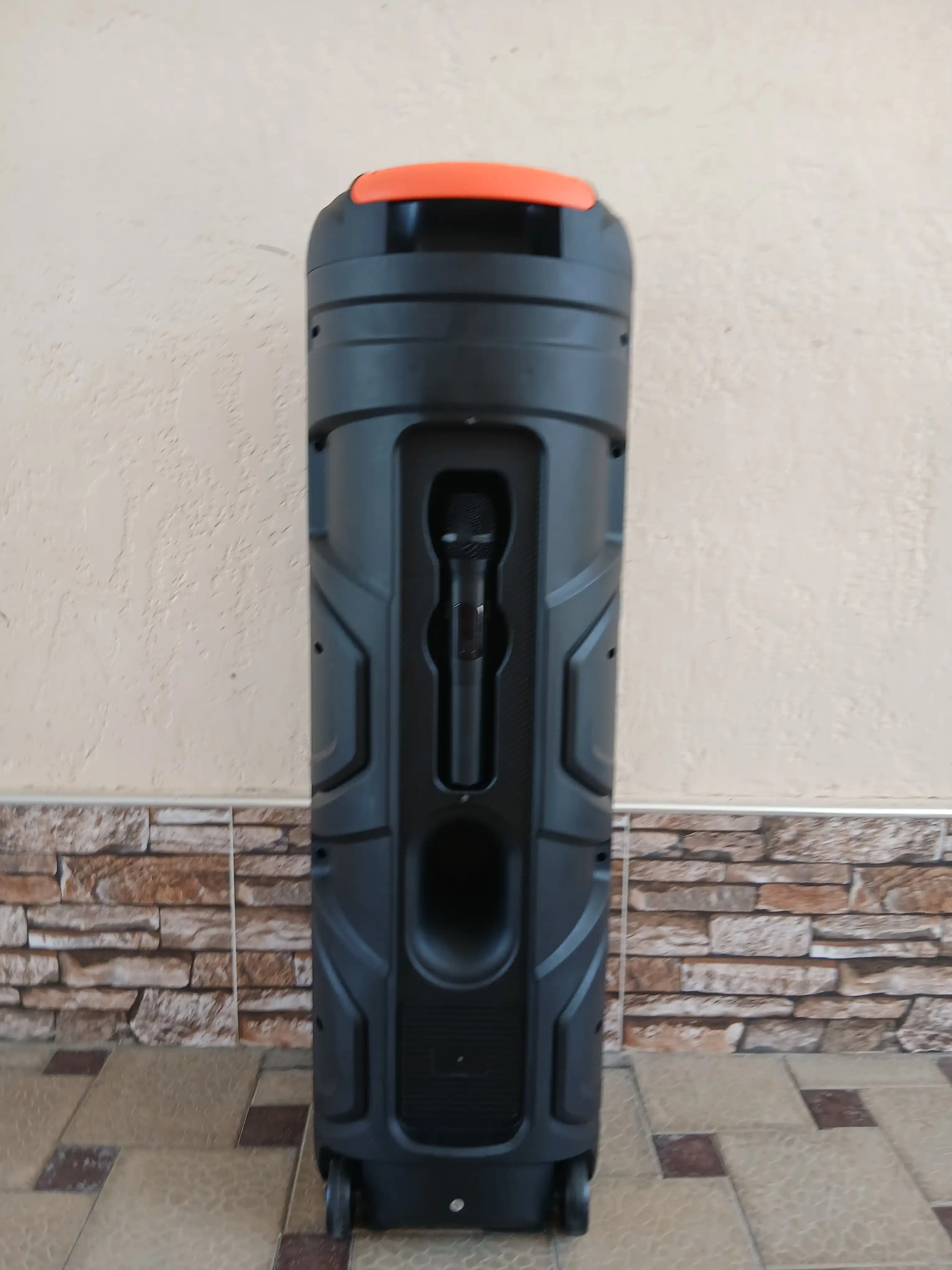 Karaoke kolonka, Bluetooth, simsiz mikrofonli, RGB chiroqli, 90×30 sm