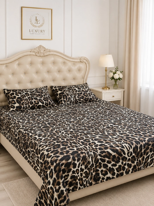 Yuqori sifatli choyshab va 2yostiq jildi pododiyalnik yoq. Leopard Print Luxury Collection - 