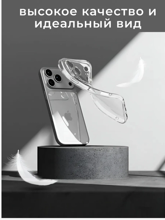 Прозрачный силиконовый чехол для iPhone 15, 16, 17 PRO/PROMAX 