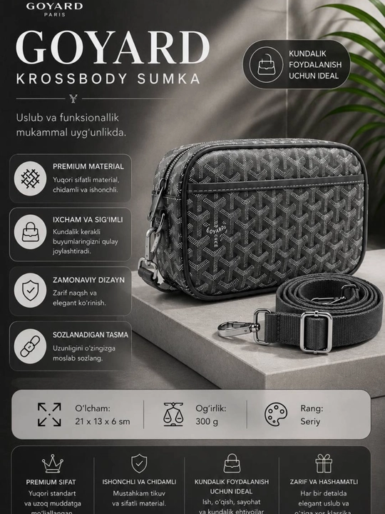 Yelka sumkasi, uniseks, Goyard uslubida - 