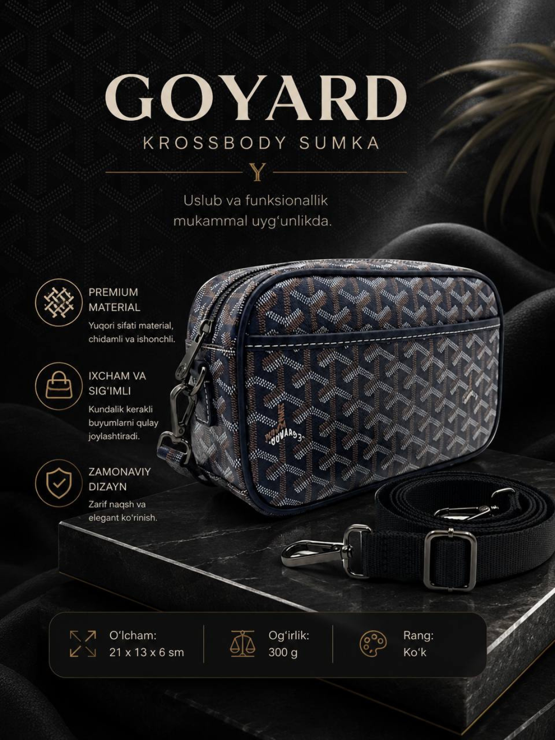 Yelka sumkasi, uniseks, Goyard uslubida - 
