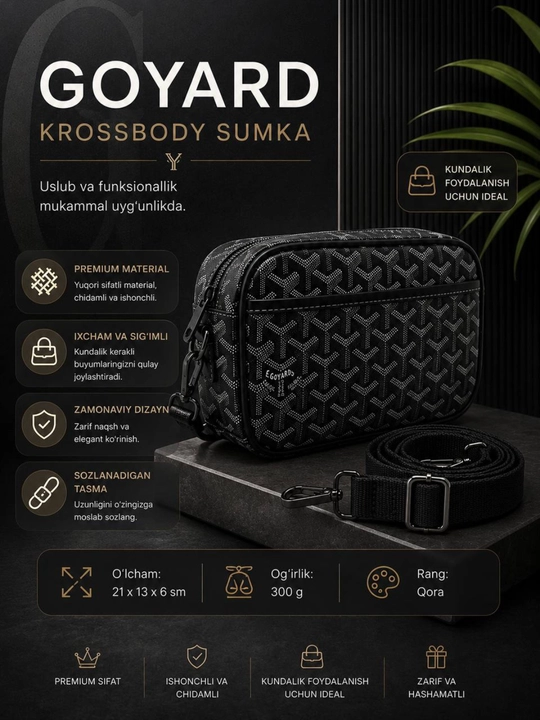 Yelka sumkasi, uniseks, Goyard uslubida - 