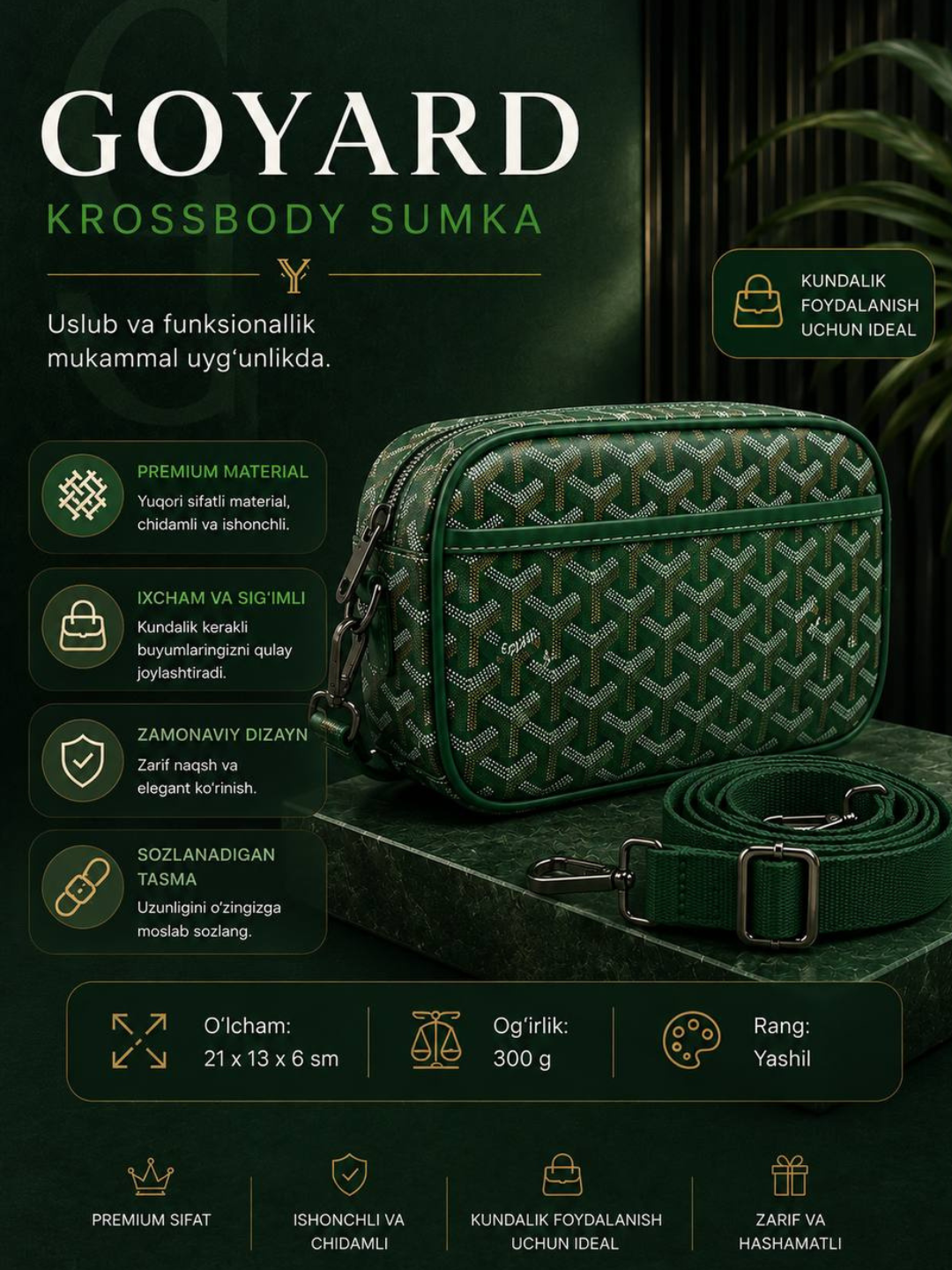 Yelka sumkasi, uniseks, Goyard uslubida - 