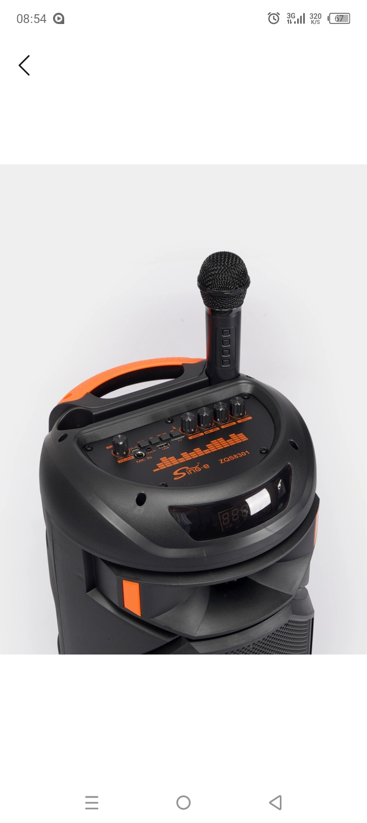 Kolonka, bluetooth simsiz portativ karnay, karaoke, RGB yoritgich va mikrofon, ZQS-8301