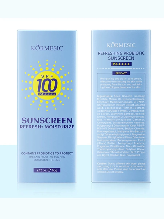 Солнцезащитный крем для лица SPF 100 с пробиотиками, увлажняющий и освежающий, 60 г