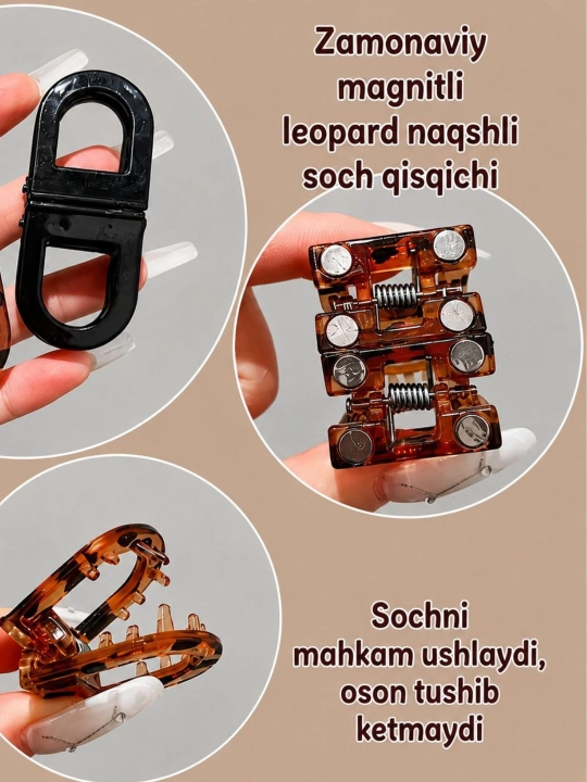 Sochlarni tez va oson yig‘ish uchun mo‘ljallangan magnitli qisqich