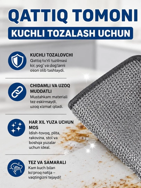 2 tomonlama mikrofiber tozalovchi latta – kuchli va yumshoq tozalash