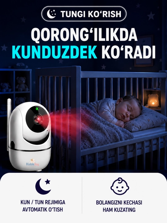 Видеоняня WiFi 360°, IP камера видеонаблюдения для дома, Full HD 1080P