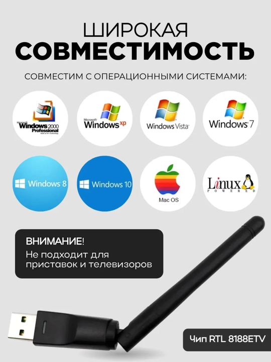 Simsiz mini adapter Wi-Fi USB, shovqinsiz 600 Mbs, WIN10/WIN11, 200 metrgacha