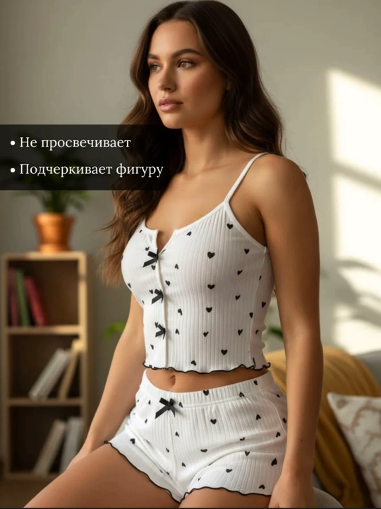 Женская пижама с шортами и укороченным топом