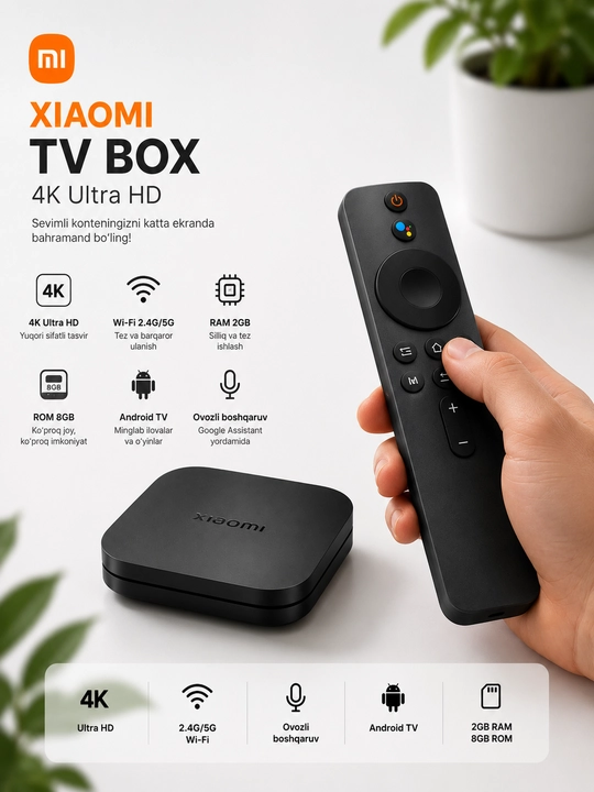 Xiaomi Mi TV Box S 2-го поколения 4K Android TV Media