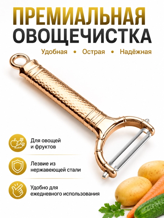 Премиум овощечистка, очиститель фруктов и овощей, стальная 