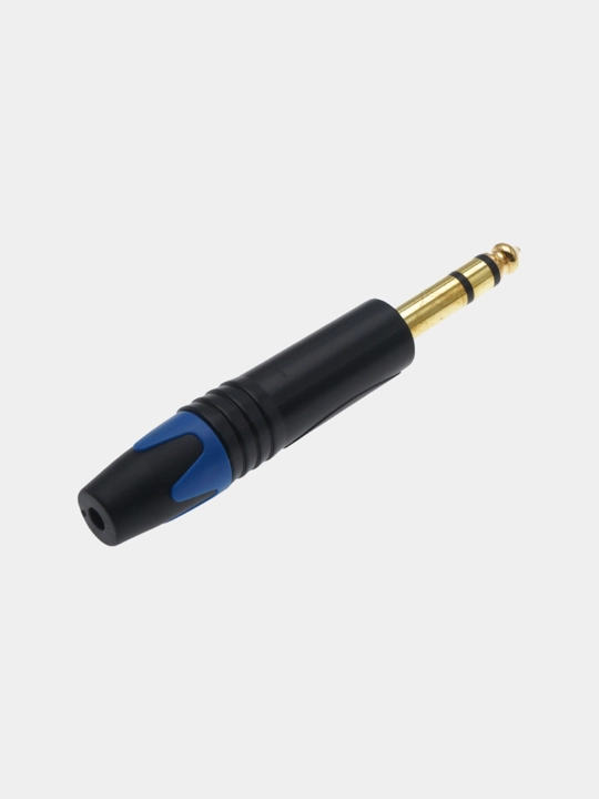 6.35 mm TRS stereo audio jack plug, mis kontakt, ABS korpus