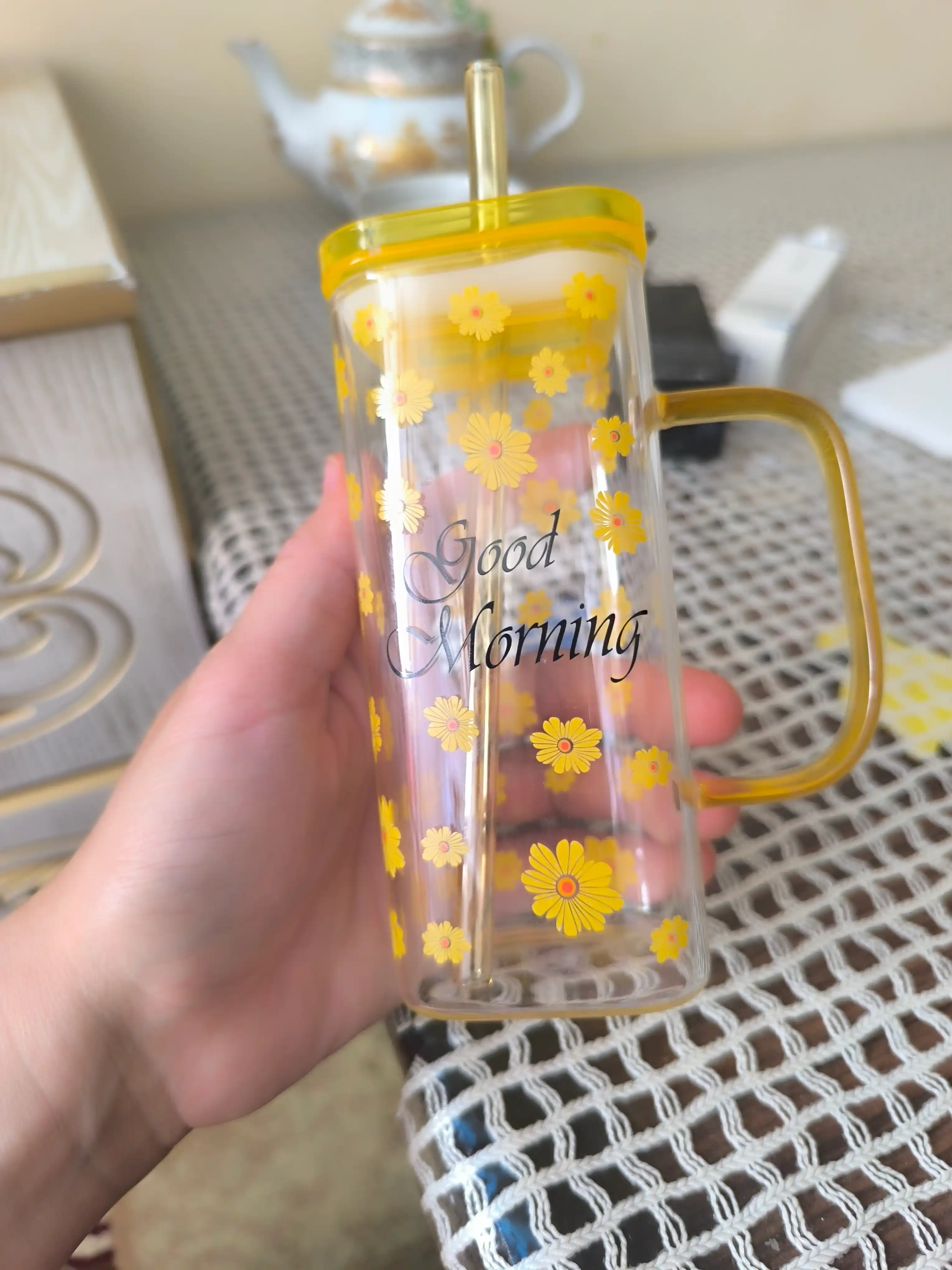 Trubochkali stakan, kapalaklar bilan, shisha stakan trubocha bilan, Butterfly, 500, 350 ml