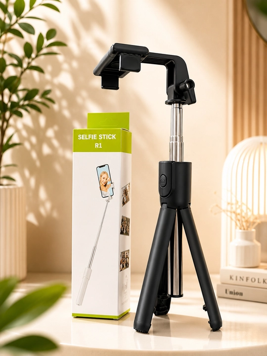 Selfie Stick R1 3-in-1 Bluetooth Monopod va Tripod, 70 sm, Qora