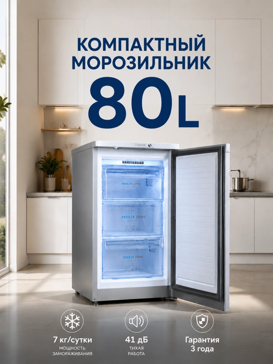 Ixcham muzlatgich kamerasi Biryusa M412, 80 l hajmi - 
