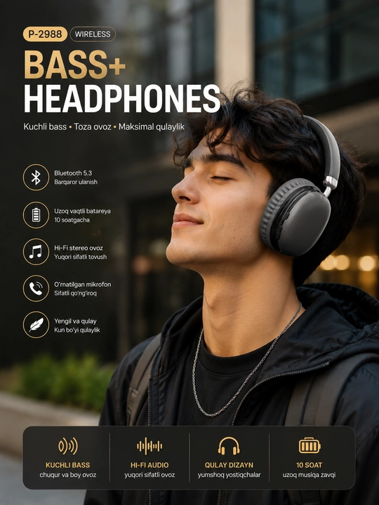 P-2988 Simsiz Bluetooth Quloqchin (Wireless Headphones)