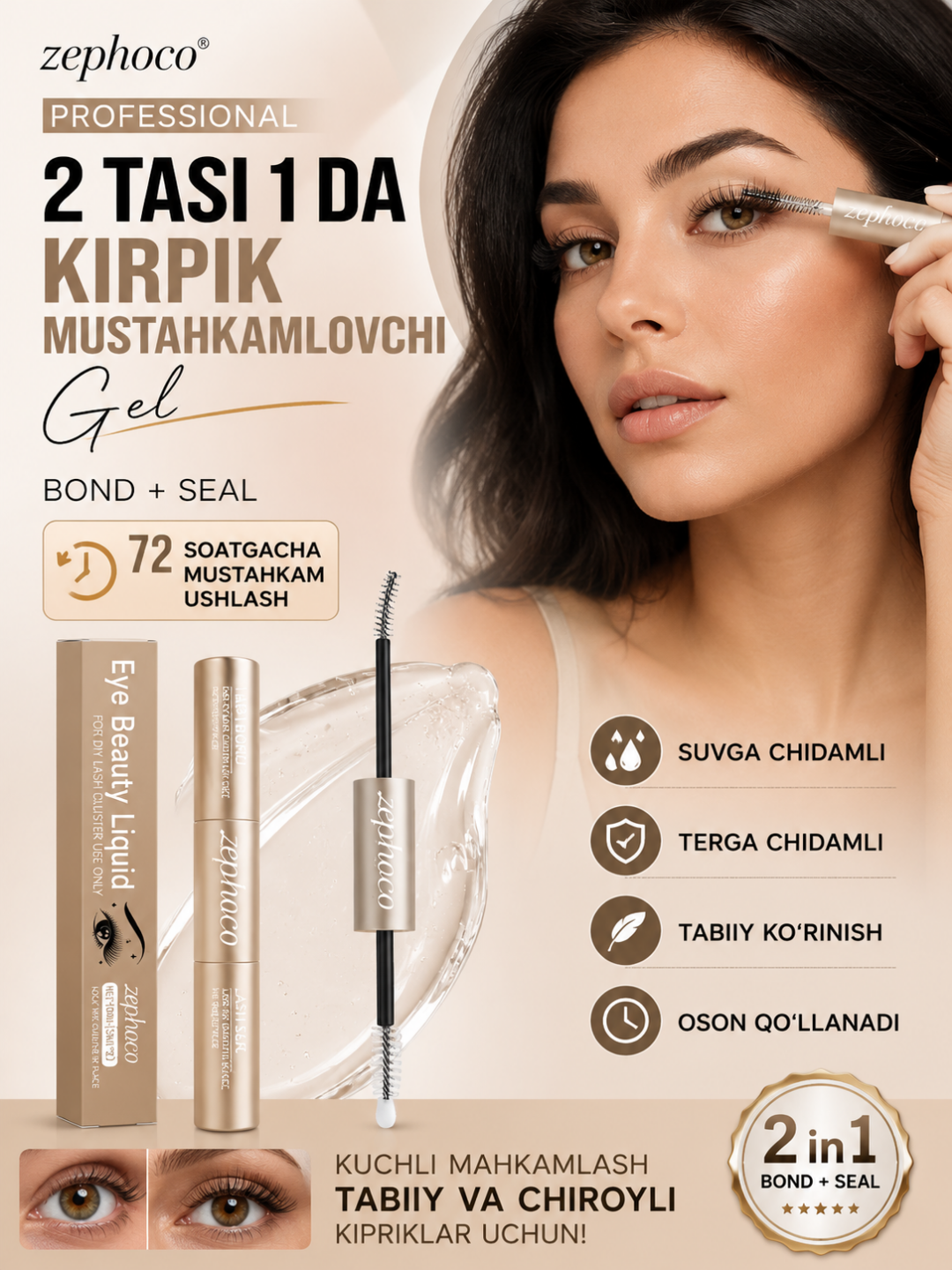 Zephoco 2 tasi 1 da Kiprik Mustahkamlovchi Gel (Bond + Seal) - 