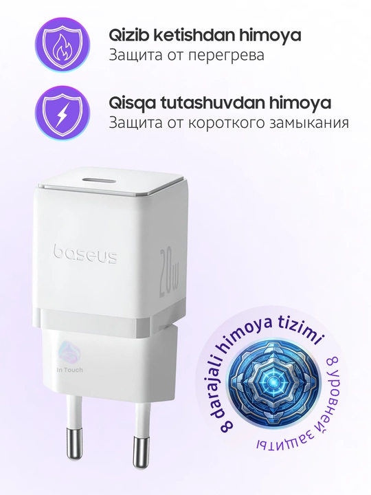Baseus Palm Fast Charger Type-C/USB zaryadlovchi adapteri, 1 port/2 port