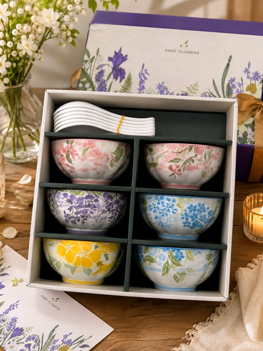 "Spring Bouquet" premium seriyasidagi nafis gul naqshli chinni piyolalar to‘plami
