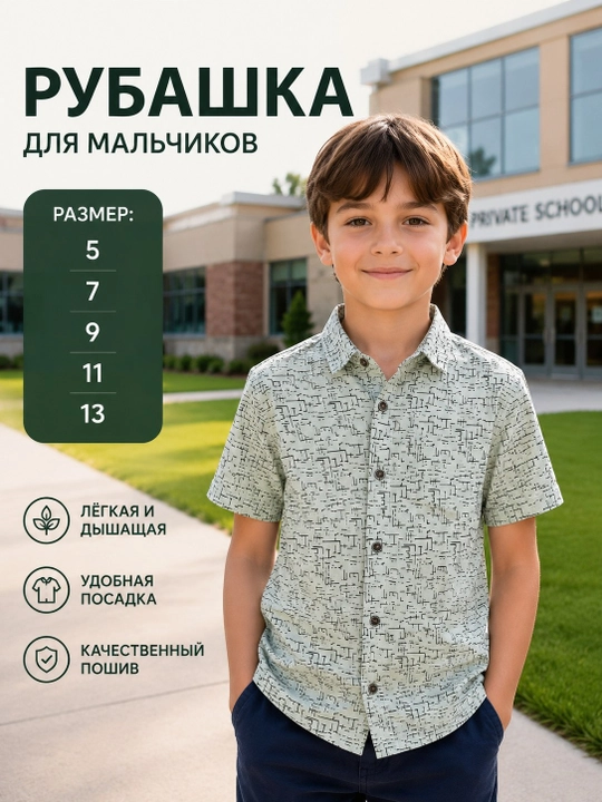 Рубашка летняя для мальчиков с короткими рукавами из китая - 
