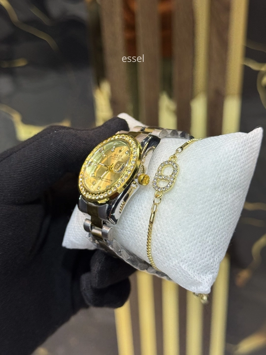 Ayollar uchun qo‘l soati Rolex Datejust, yashil siferblatli, braslet sovg‘a bilan