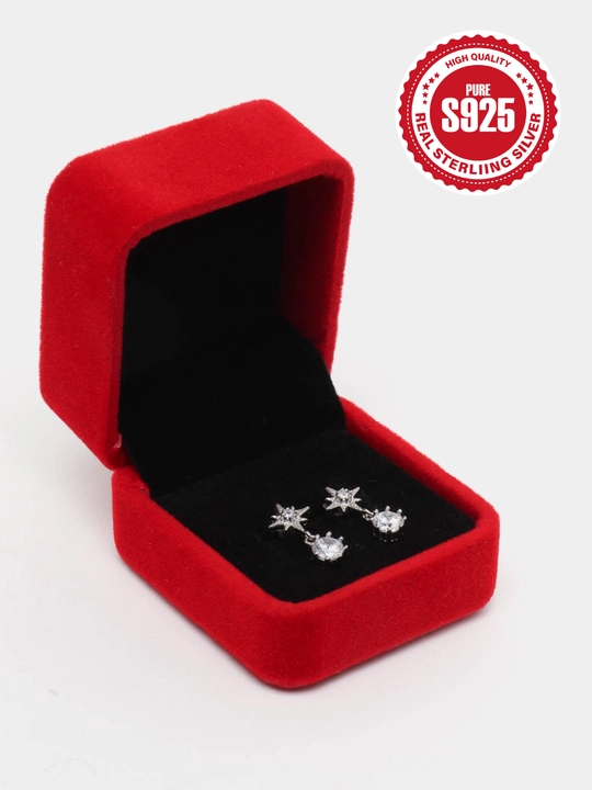 Женские серьги из серебра 925 пробы Sterling Silver «Звезда» с фианитами, 2,2 г