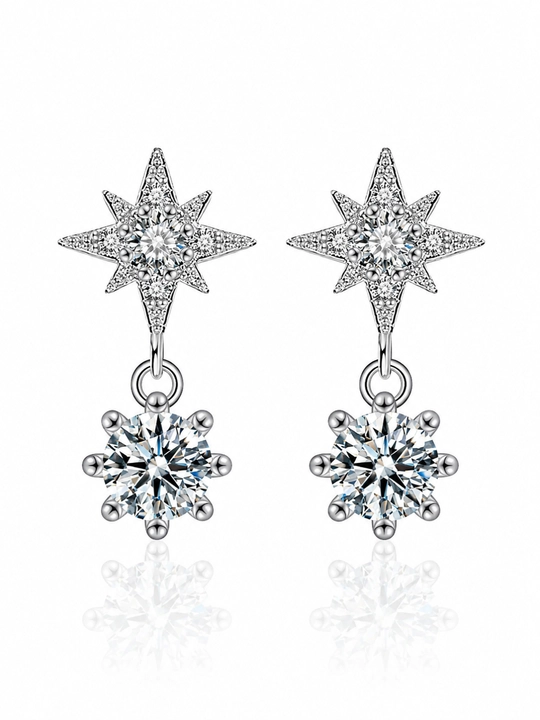 Женские серьги из серебра 925 пробы Sterling Silver «Звезда» с фианитами, 2,2 г