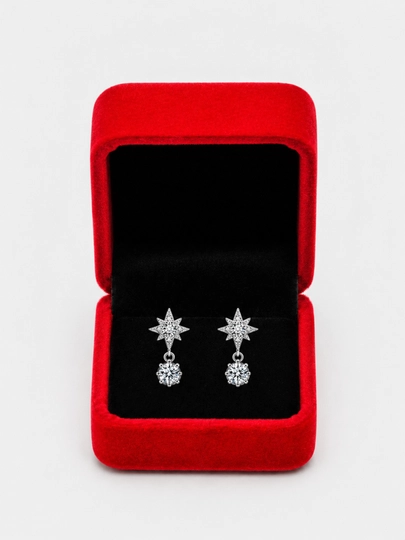 Женские серьги из серебра 925 пробы Sterling Silver «Звезда» с фианитами, 2,2 г