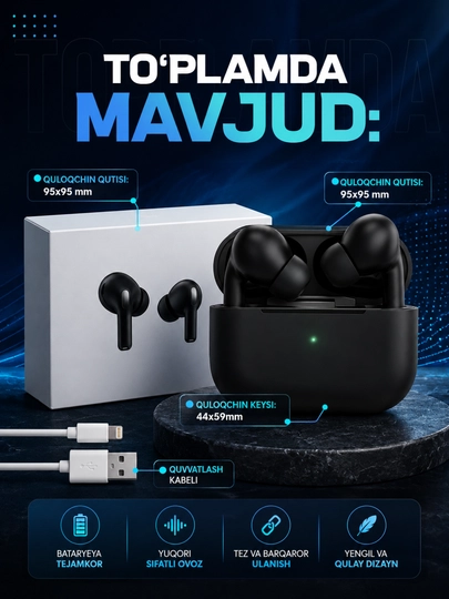 Simsiz Bluetooth Quloqchin TWS Sensorli HD Ovozli Naushnik