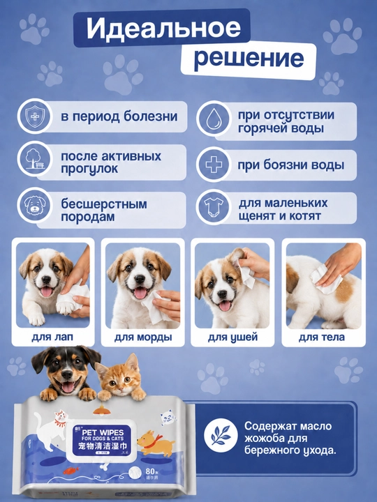 Влажные салфетки для животных