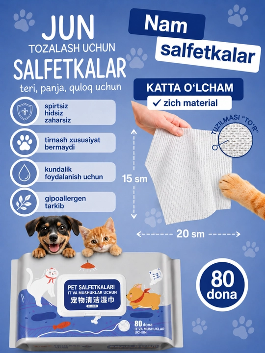 Влажные салфетки для животных