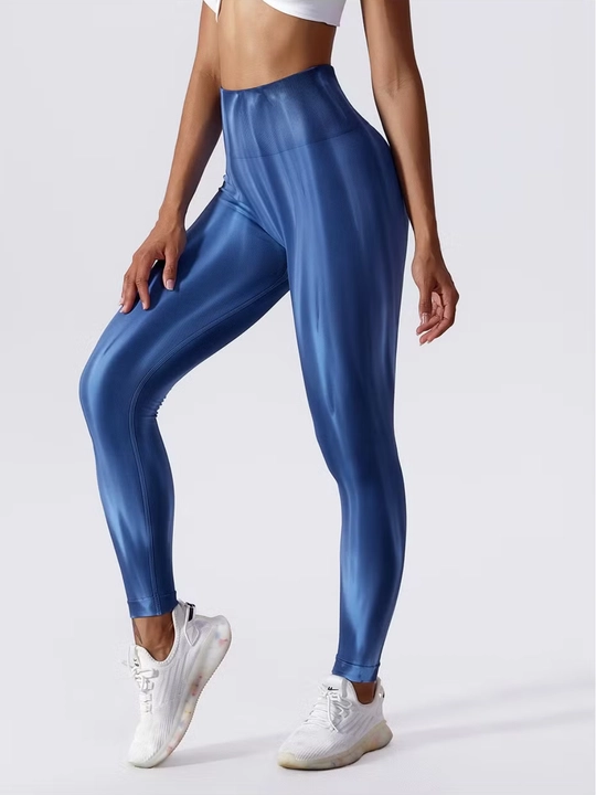 Леггинсы спортивные, лосины для фитнеса, Push-Up, Tie-dye, утягивающие, подчеркивает формы